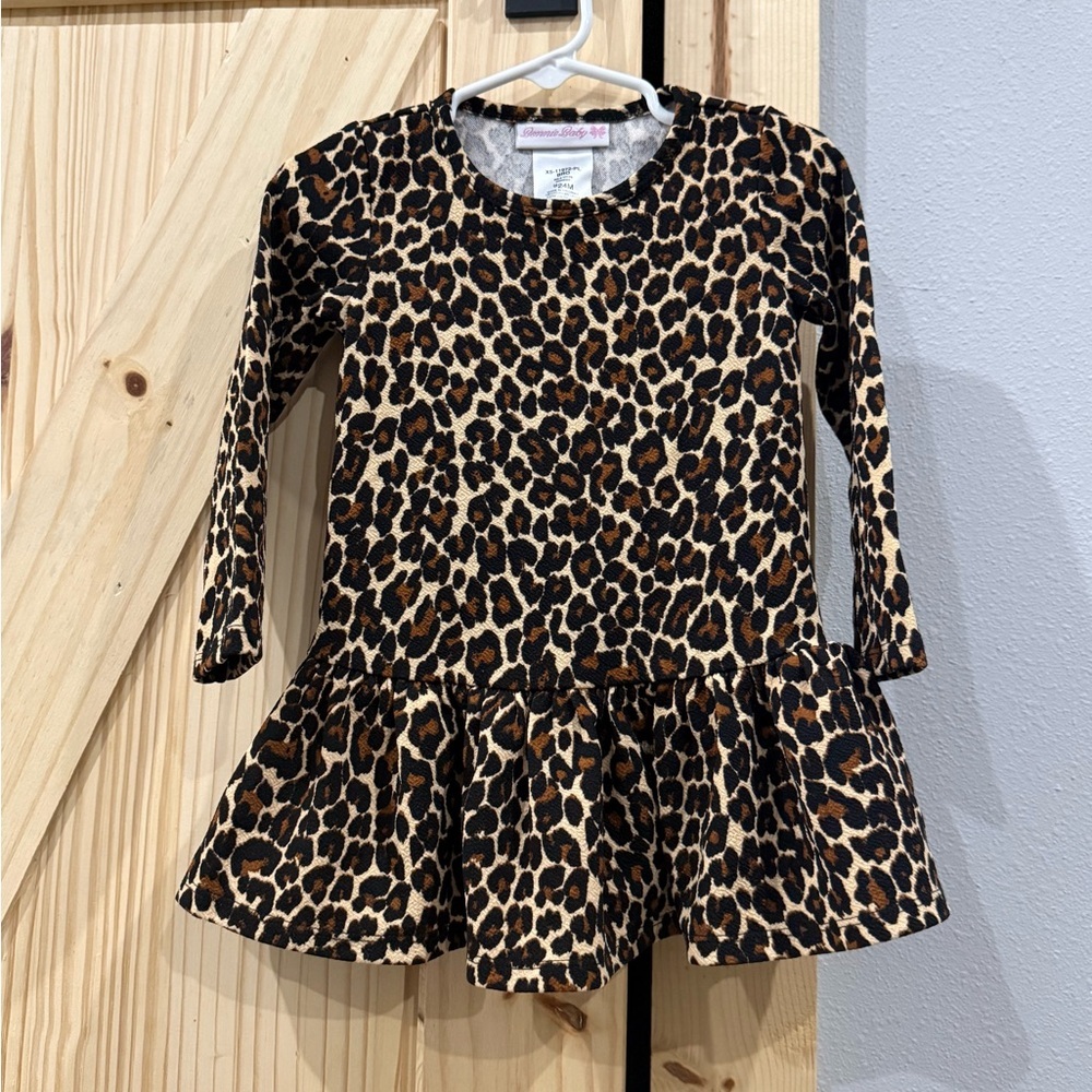 Bonnie Baby Leopard Print Long Sleeve Dress